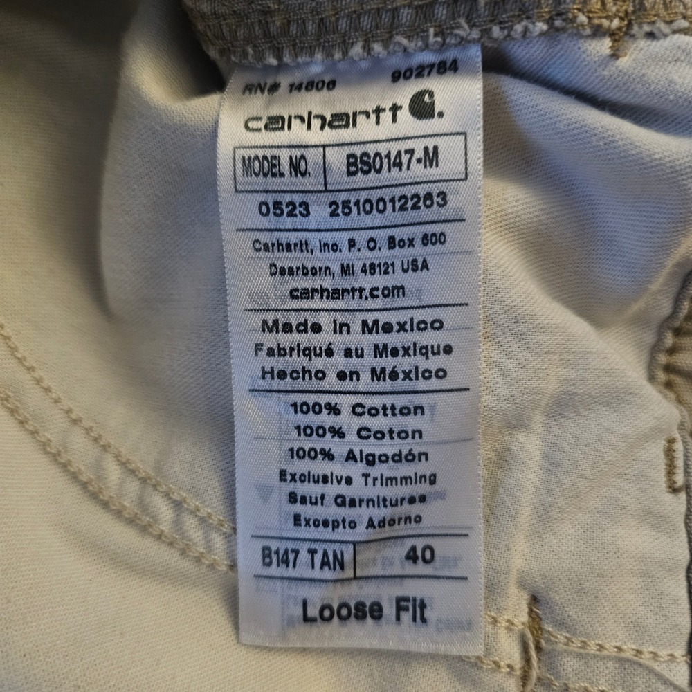 Carhartt Mens B147 TAN Loose Fit Canvas Carpenter Shorts Tan Size‎ 40 Workwear - Picture 5 of 6